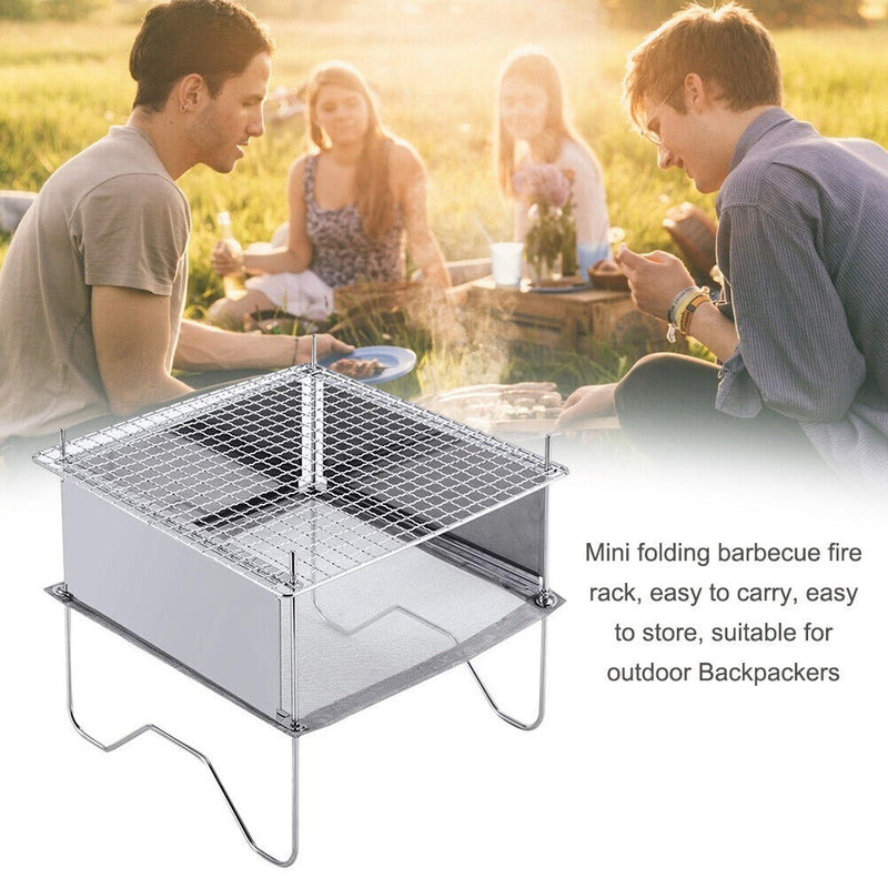 Outdoor Camping Stainless Firewood Stove Folding Bonfire Fire Pit Grill Stoves