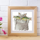 Cotton Thread Fish in Eyes Partial Cross Stitch Stamped Embroidery Handicraft