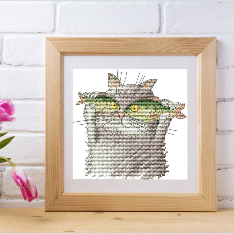 Cotton Thread Fish in Eyes Partial Cross Stitch Stamped Embroidery Handicraft