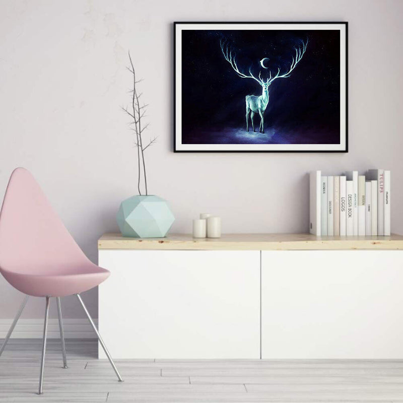 5D DIY Diamond Painting Kits Full Round Drill Moon Elk Mosaic Picture Wall Decor