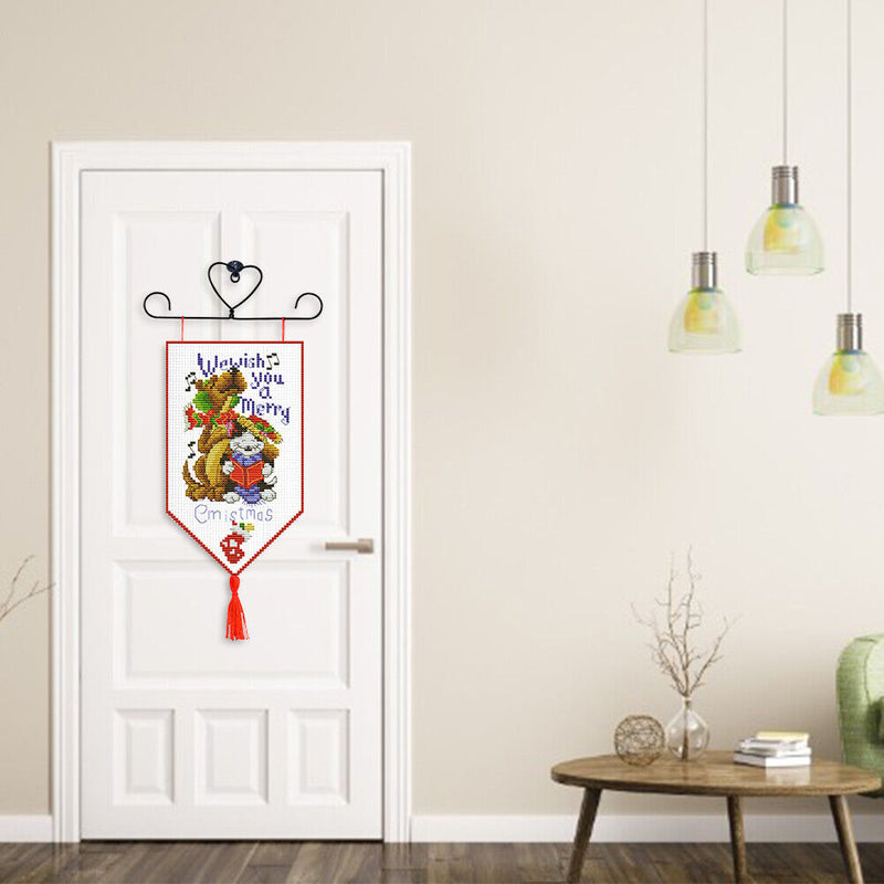 Christmas Banner Pendant DIY Knitting Needles Kit Cross Stitch Home Room De
