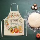 Happiness Kitchen Linen Apron Waterproof Home Cleaning Bib for Women Men Cook