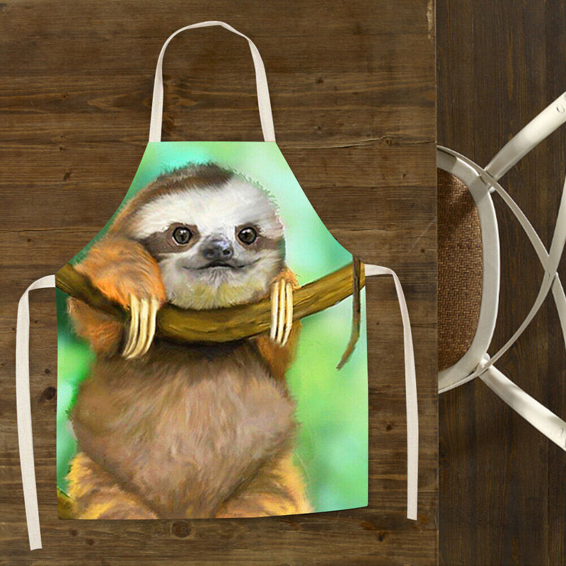 Home Sloth Printed Aprons Waterproof Linen Oil-proof Apron (82x68cm)