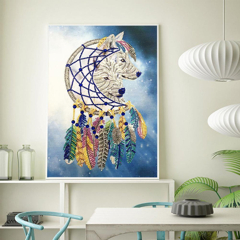 5D DIY Special Shaped Diamond Painting Wolf Embroidery Mosaic Kit Bedroom Decor