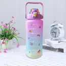2000ML Large-capacity Water Bottle Frosted Straw Cup Leak-proof (Purple) Newly