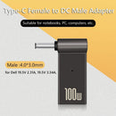 10PCS PD Type-C Female to DC Male Jack Plug Converter for Dell 19.5V
