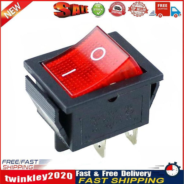 Rocker Switch Power Switch 2-Level 4 Pins with Light 10A AC125-250V (Red) Newly