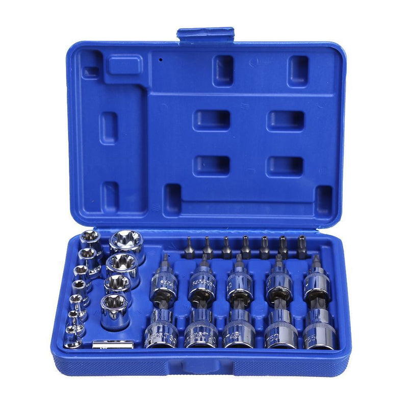 29PC Torx Star Socket Set & Bit Male Female E & T Sockets With Torx Bit Too