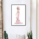 Lady in Pink Dress Oil Paint By Numbers DIY Frameless Drawing Picture Adults Kit