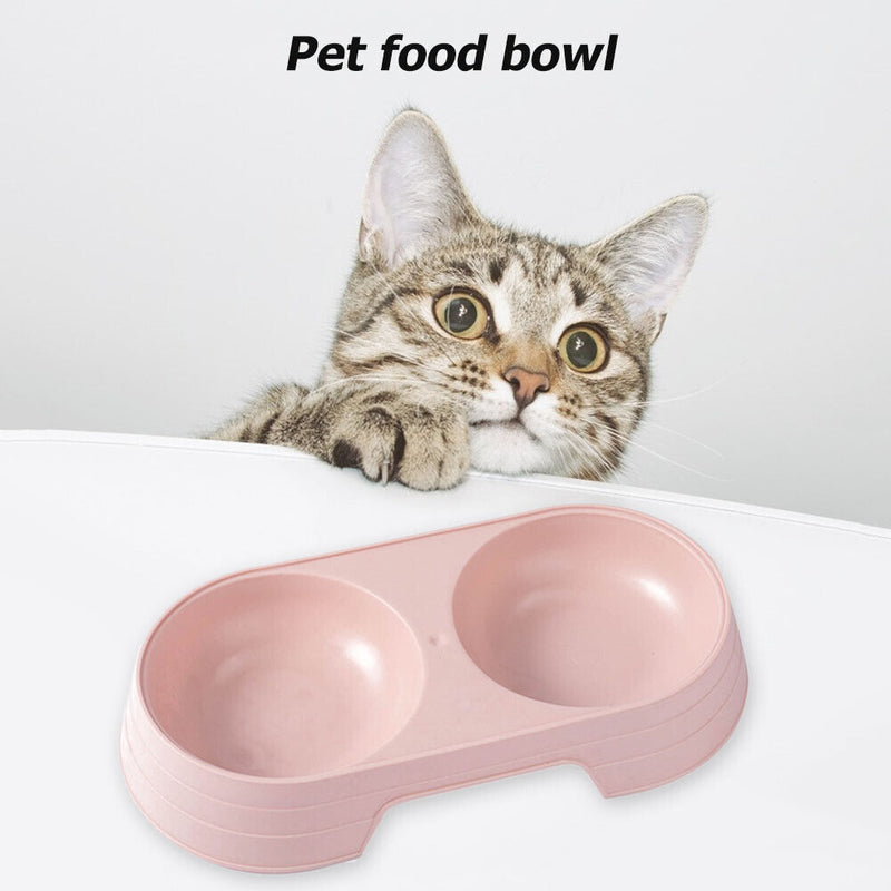 Candy Colors Plastic Pet Feeding Double Bowl 2 in 1 Cat Water Food Feeder Dis