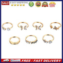 7pcs/set Rhinestone Open Ring Women Butterfly Flower Finger Rings Jewelry Gift
