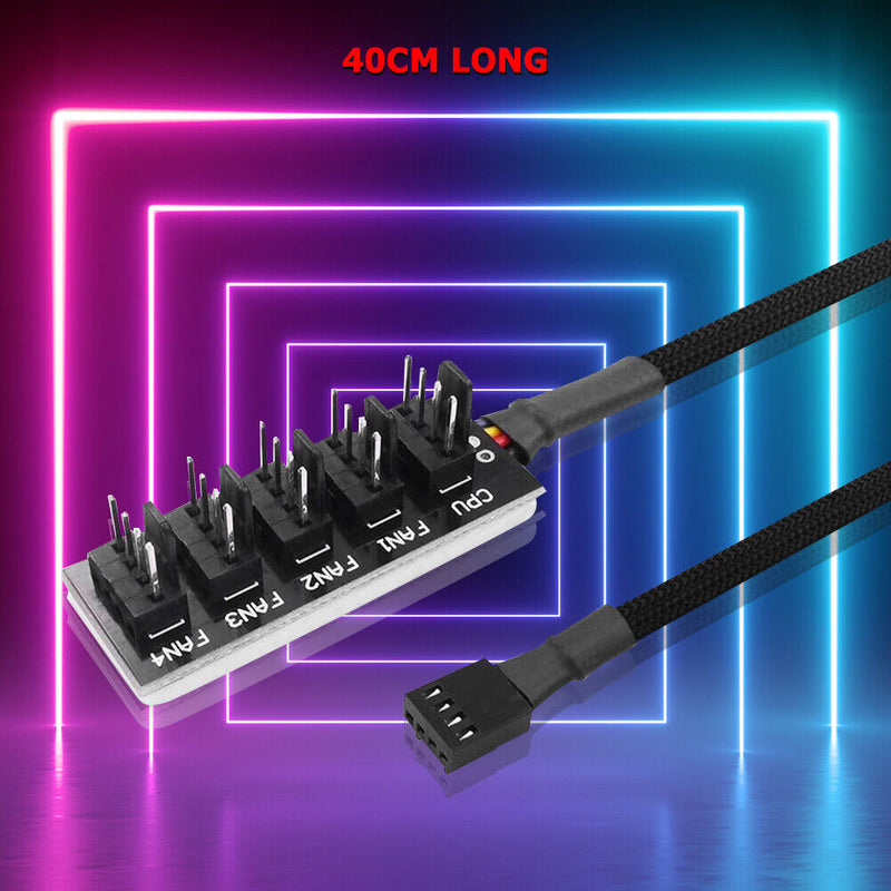 1 to 5 Way 4-Pin PWM CPU Cooler Fan PC Case Fan Sleeve Power Cable Hub Splitter