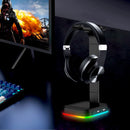 RGB Headphones Display Stand w/ 2 USB Charging Ports Earphone Holder for Gamer