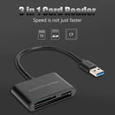 3 in 1 Memory Card+TF Card+CF Card USB3.0 Reader for PC Desktop Laptop Tablet