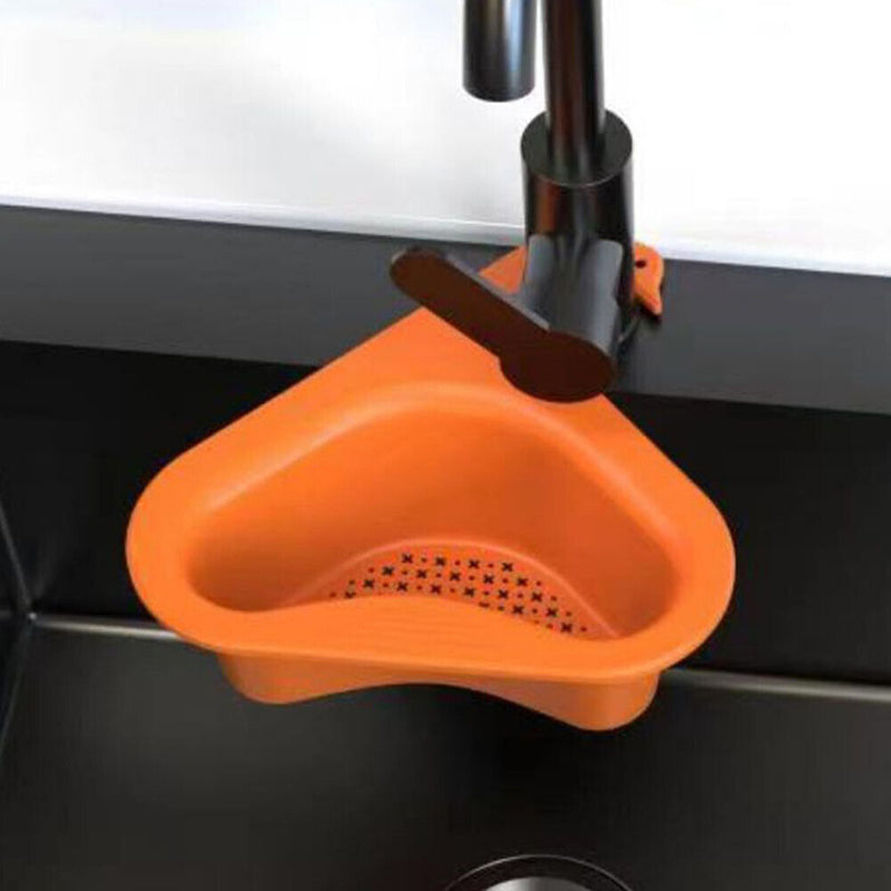 2pcs Kitchen Sink Strainer Fruit Vegetable Drain Hanging Baskets (Orange) Newly