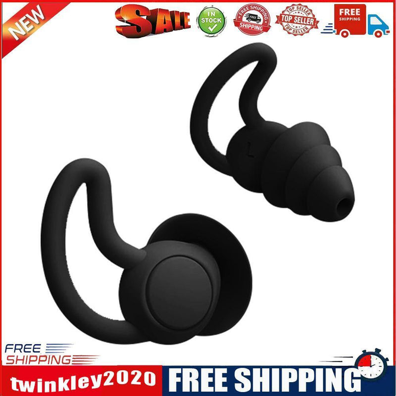 Silicone Ear Plugs Sound Insulation Anti Noise Sleeping Earplugs (Black)