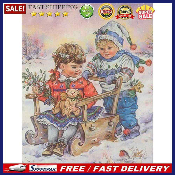 Two Kids Colouring Oil Canvas Pictures DIY Hand Painted Paint By Numbers Ki