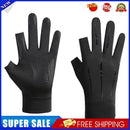 Breathable Anti-Slip Women Men Two Finer Cut Fishing Cycling Gloves (Black)