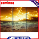 Canvas Paint By Numbers Seaside Sunset 3 Panel Oil Hand Painted Home Drawing Kit