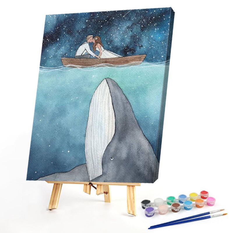 Unsdersea Whale Canvas Oil Paint By Number DIY Color Picture for Adults Children