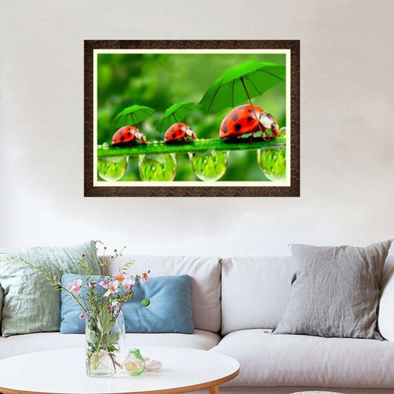 Green Leaf Ladybug 5D Diamond Painting Embroidery DIY Cross Stitch Decor Newly