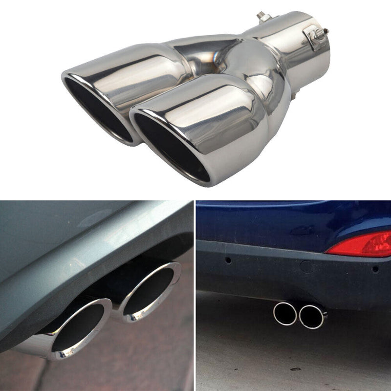 Bolt-on Dual Exhaust Tip Rolled Edge Slant Cut Tailpipe Muffler Tip 3 inch
