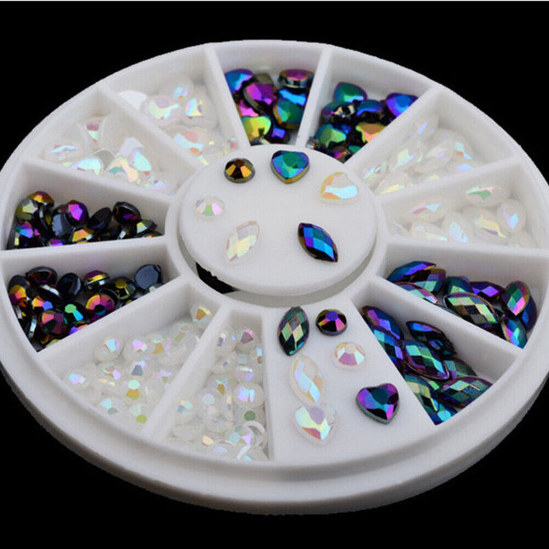 Multi-grids Peach Heart Round Nail Art Decorations Rhinestone Nail Ornament