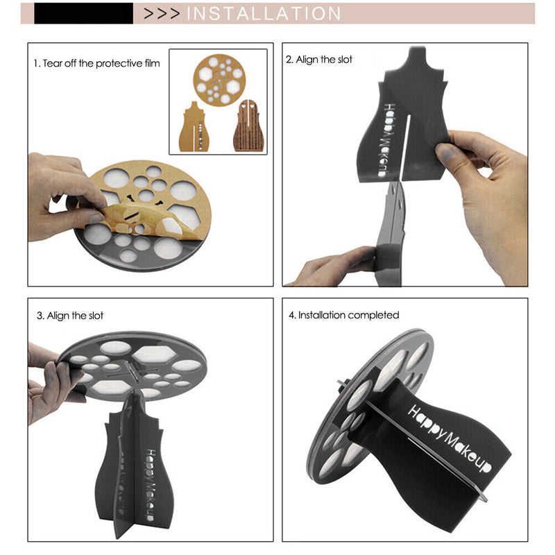 Acrylic Makeup Brush Drying Rack 14 Holes Detachable Brush Holder (Black) Newly