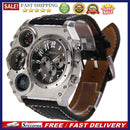 Dual Time Display Quartz Wrist Watch with Thermometer and Compass Black