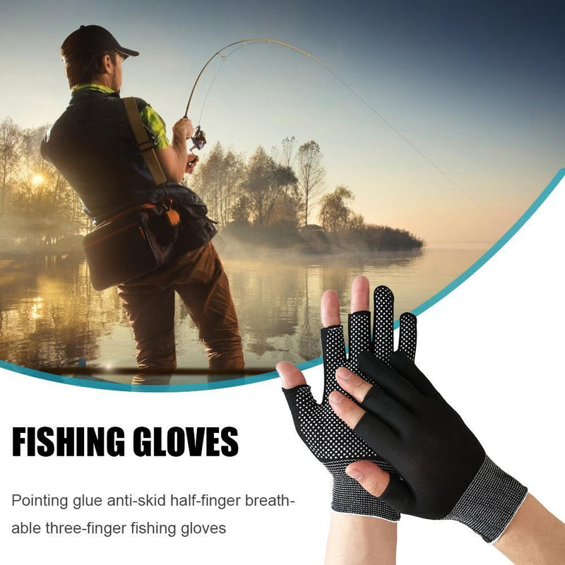 5pcs 3 Fingers Cut Fishing Gloves Anti-Slip Sunscreen Angling Gloves