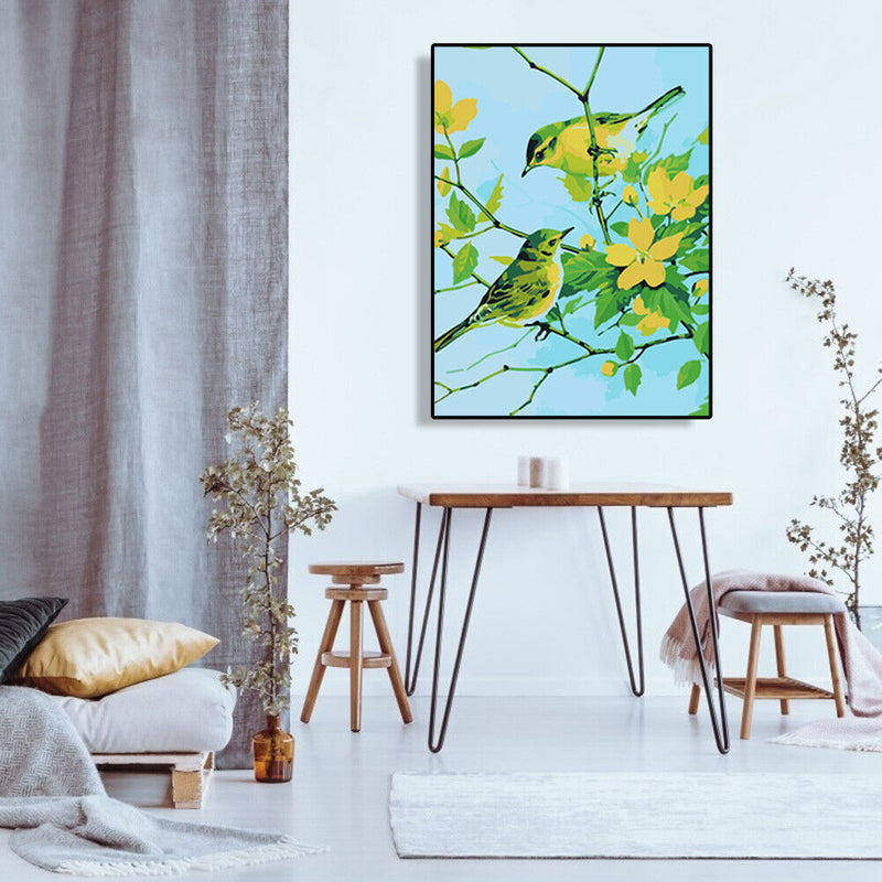 DIY Digital Oil Painting By Numbers Birds on Branch Canvas Acrylic Picture