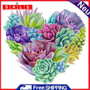 11CT Partial Cross Stitch Heart Succulents Counted DIY Wall Crafts Home Decor