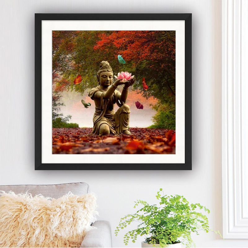 5D Buddha Holding Lotus Diamond Painting Embroidery DIY Cross Stitch Decor Newly