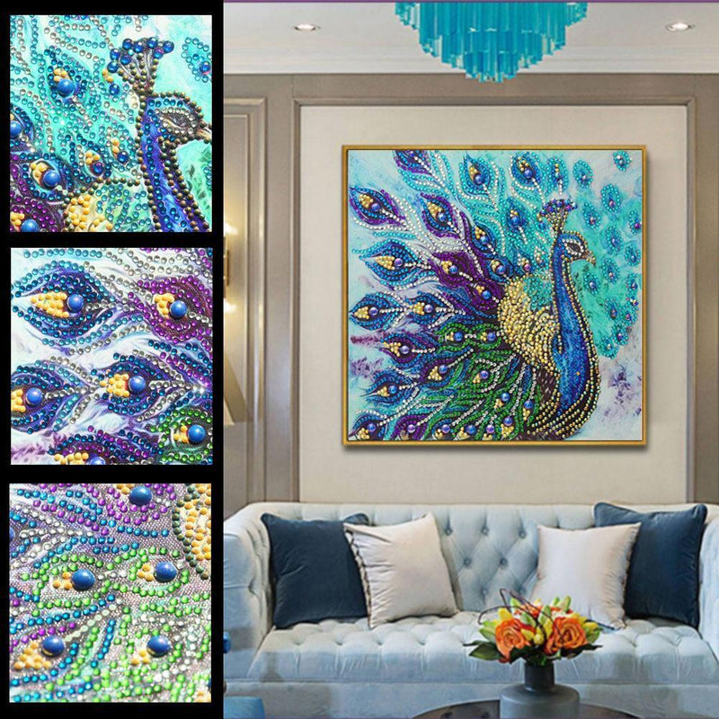 5D DIY Special Shaped Diamond Painting Peafowl Embroidery Mosaic Kits Home Decor
