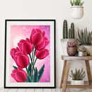 Rhinestone Cross Stitch Flowers Round Diamond Painting Mosaic Kit for DIY Gift