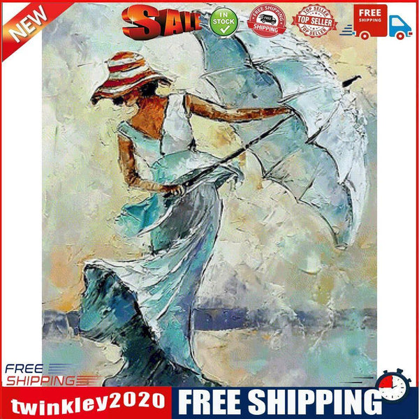 Lady with Umbrella Oil Paint By Numbers Kits Canvas Picture DIY Wall Art