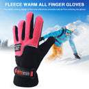 1 Pair Bike Full Finger Fleece Gloves Anti-Freeze Gloves (Women Rose Red)