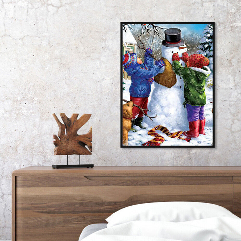 DIY Hand Painted Paint By Numbers Oil Canvas Pictures Making Snowman Kit Artw