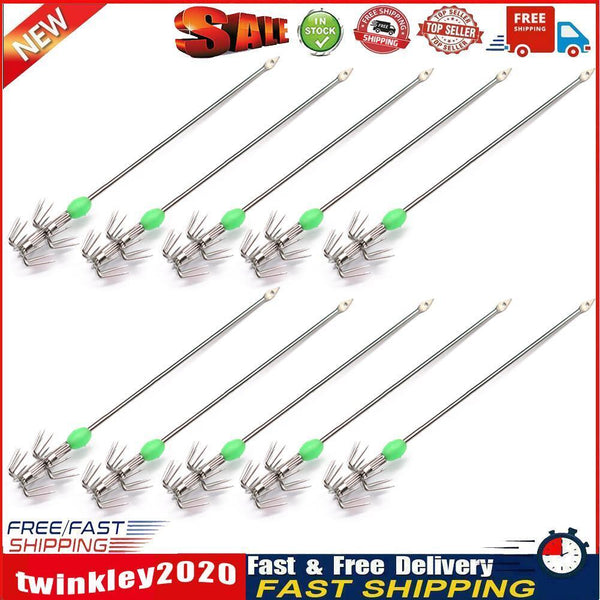 10pcs Double-Layer Umbrella Squid Hooks Glow in Dark Octopus Hook (3 Size) Newly