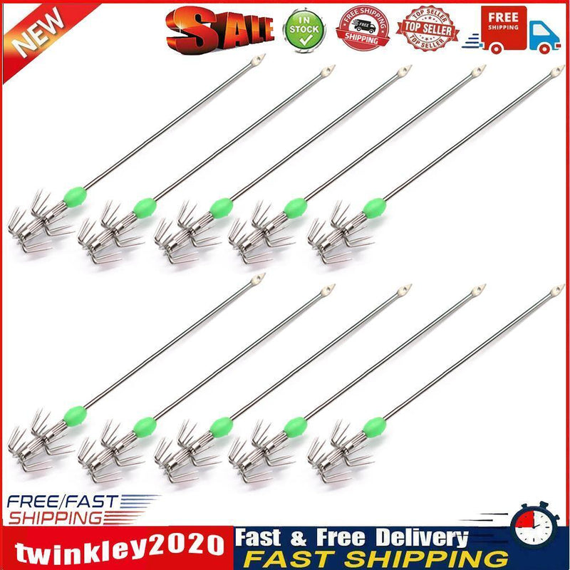 10pcs Double-Layer Umbrella Squid Hooks Glow in Dark Octopus Hook (3 Size) Newly