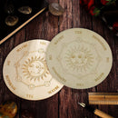Wooden Divination Pendulum Board w/ Stars Moon Carved Coaster (Green 15cm) Newly
