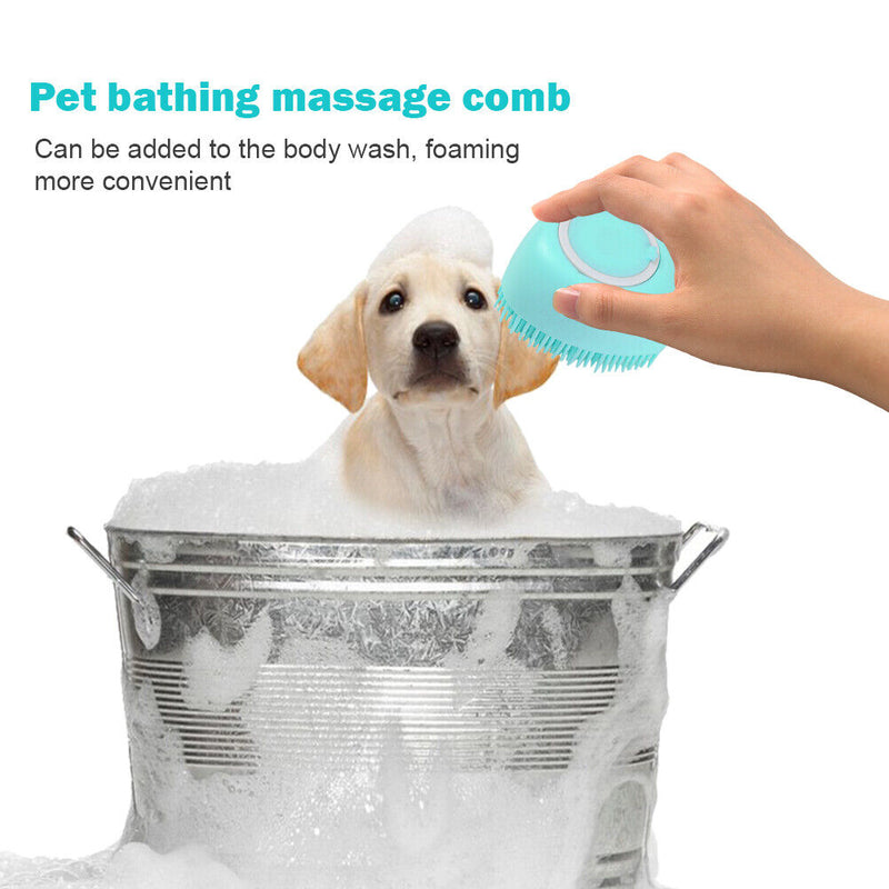 Bathroom Pet Dog Bath Massage Brush Puppy Cleaning Brushes Comb (Blue) Newly