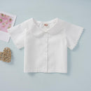 Infant Baby Girl Autumn Buttons Short-Sleeves 2pcs Clothes Sets Suspend Pants