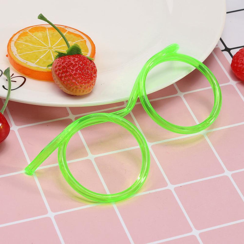 Flexible Soft Plastic Glasses Straw Kids Party Unique Drinking Tube (Green)