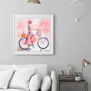 Riding Bicycle Girl DIY 5D Mosaic Full Round Drill Diamond Painting Picture