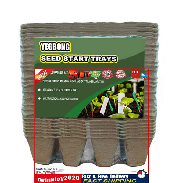 Pulp Pots Germination Seedling Seed Starter Tray Kit - 12 Cells (24pcs) Newly