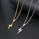 Women Jewelry Necklace Choker Long Chain Stainless Steel Lightning Pendant