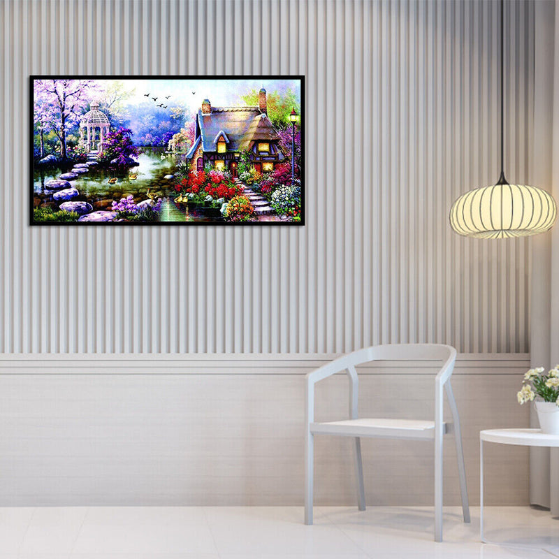 Full Cross Stitch 11CT DIY Garden Cottage Printed Embroidery Hanging Painting