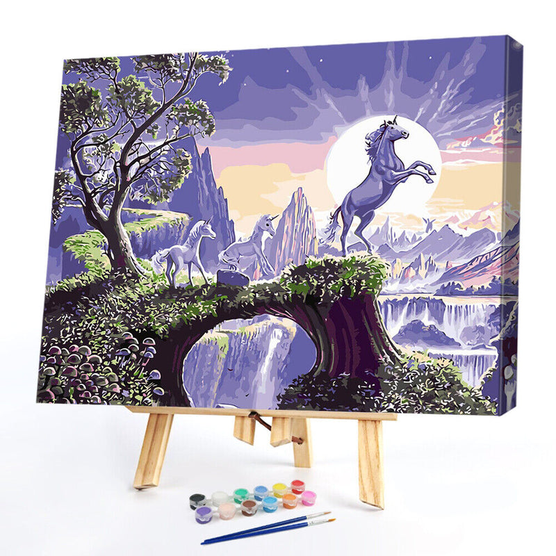 DIY Painting By Numbers Kits Hand Painted Cliff Horse Canvas Wall Arts Crafts