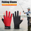 Fishing Gloves Anti-slip 2 Cut Finger Breathable Cycling Mitten (Red) Newly